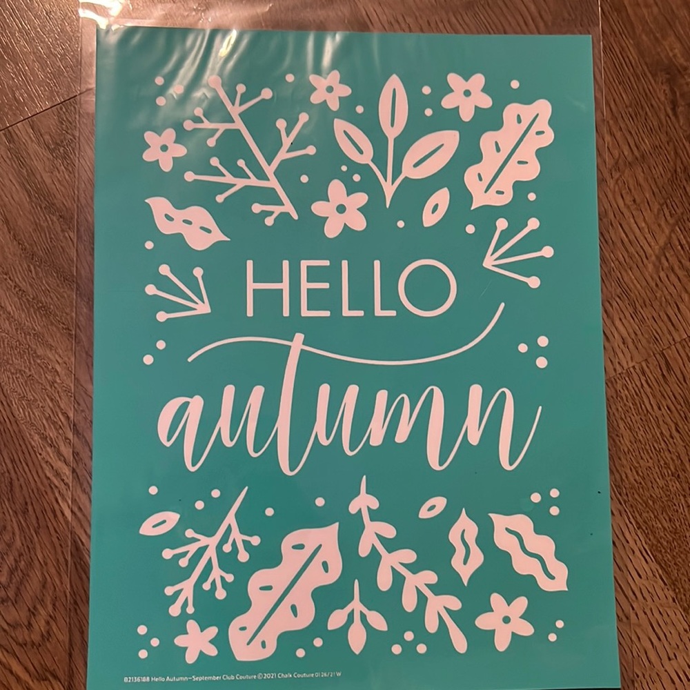 Hello Autumn Chalk Couture Transfer Size B